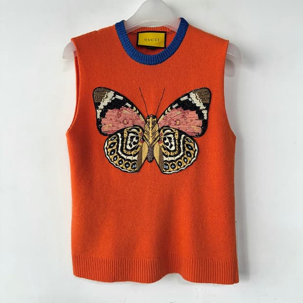 구찌 나비 비즈 자수 니트 베스트