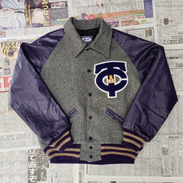 90's NEFF 레더 바시티 자켓 S 