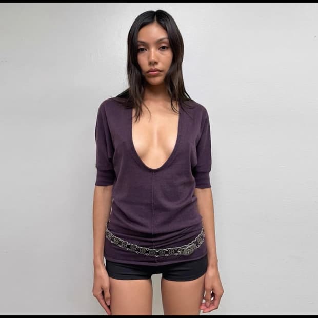 tankair 드롭 니트탑 퍼플 xs