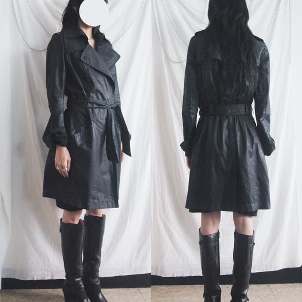 니나리치 10꼬르소꼬모 사선지퍼 왁스 코팅 데님 코트