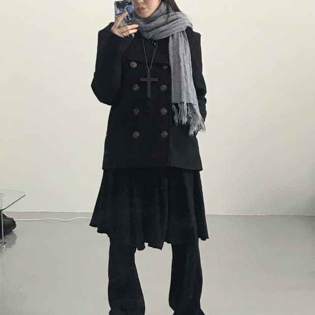 Jpn Black Wool Mini Coats
