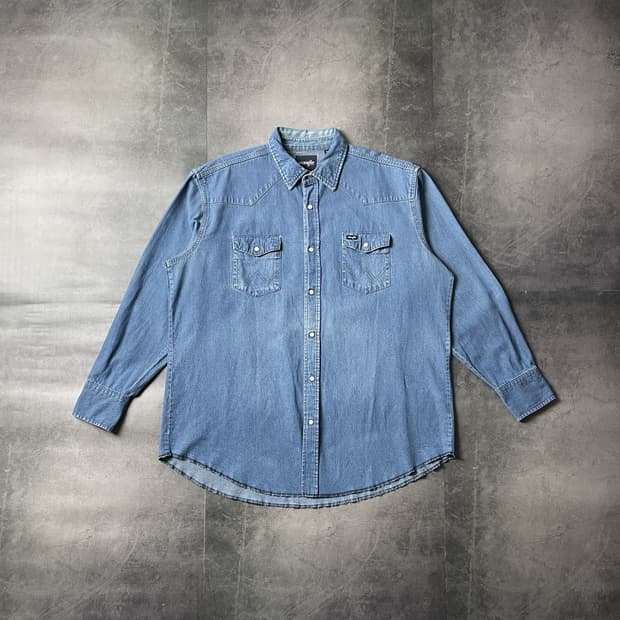 WRANGLER 랭글러 빈티지 웨스턴 데님 코튼 셔츠 A00502