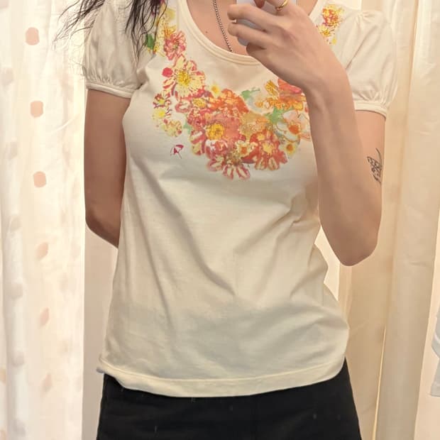 Japanese vintage ivory floral T-shirt