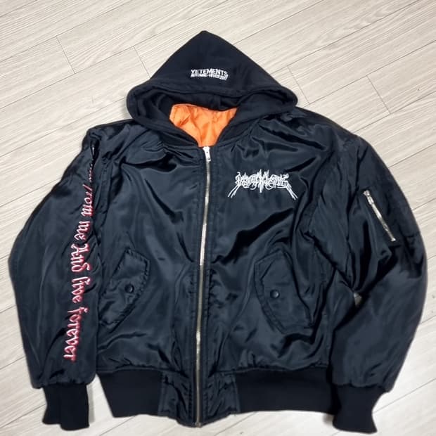 베트* 후드 블랙 봄버 자켓(100-105)