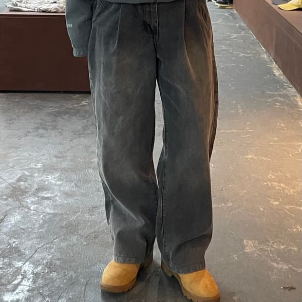 디미트리블랙 워싱 와이드 데님 팬츠 H1546