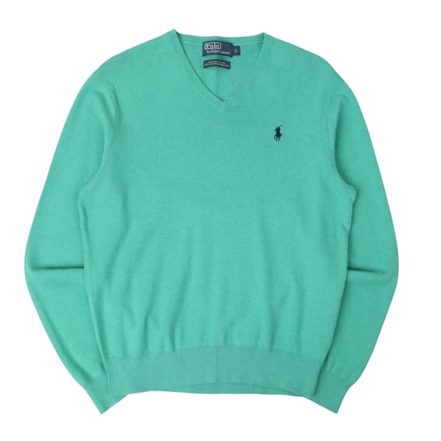 폴로 랄프로렌 민트 피마코튼 브이넥 니트