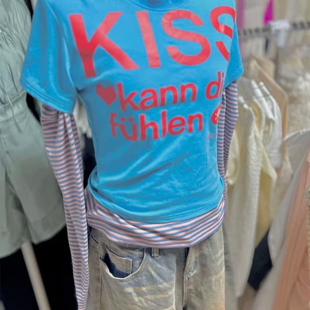 [세트상품] 레터링 프린팅 반팔 + 단가라 긴팔 + 버뮤다팬츠