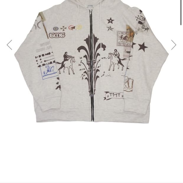 toomuchtax printed waffle zip-up (ivory)