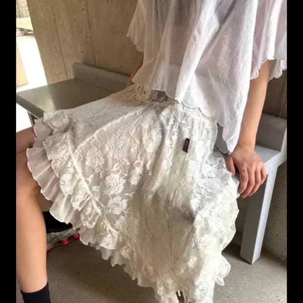 오즈온 프릴 레이스 언밸런스 스커트 Ozz Croce