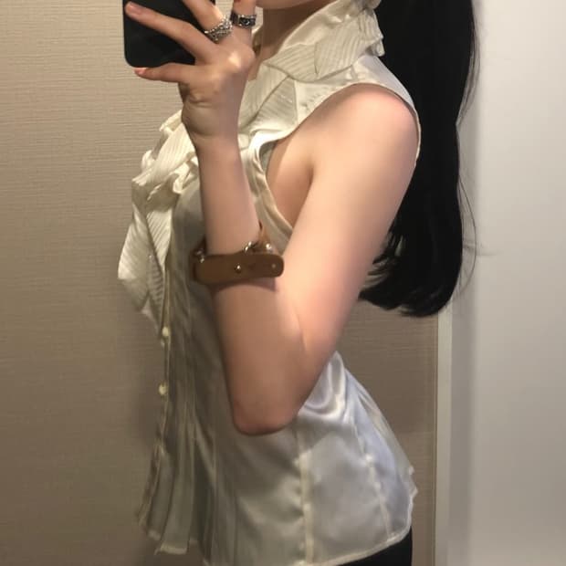 프릴 민소매 나시 셔츠