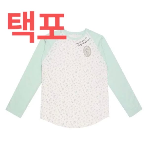 콜로신스 슬립웰 플라워 롱슬리브 민트 티셔츠