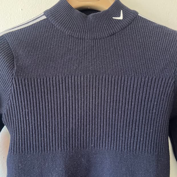 캘러웨이 여성 네이비 골지울니트 하프터틀넥니트