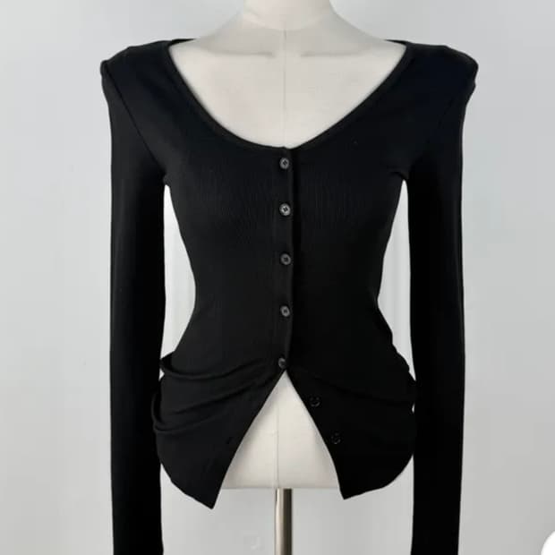 소울즈컬러 브이넥 가디건 검정