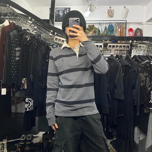 Polo Ralph Lauren 스트라이프 기모 럭비티셔츠