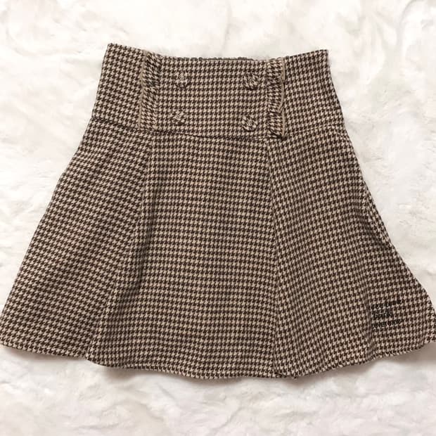 라떼갸루 브라운 체크 미니스커트 프릴 초코맛 빈티지 히메갸루 로걀