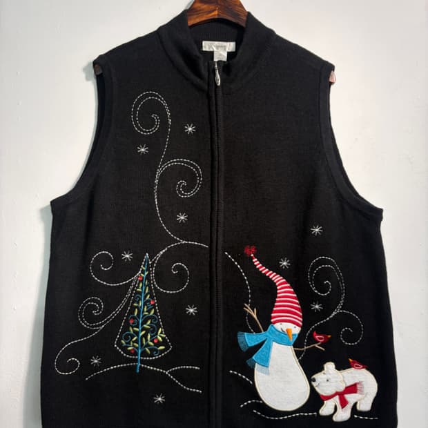 U.S.A. 크리스마스 라미&코튼 어글리니트 베스트 XL