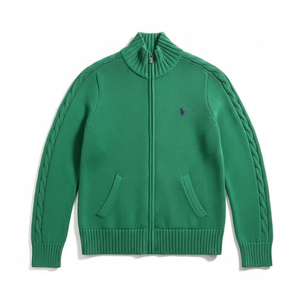 폴로 랄프로렌 케이블 니트 집업 그린 S