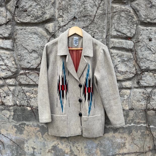 오르테가 핸드 우븐 울 네이티브 아메리칸 웨스턴 나바호 치마요 자켓