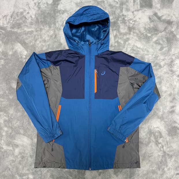 아식스 바람막이 블루 배색