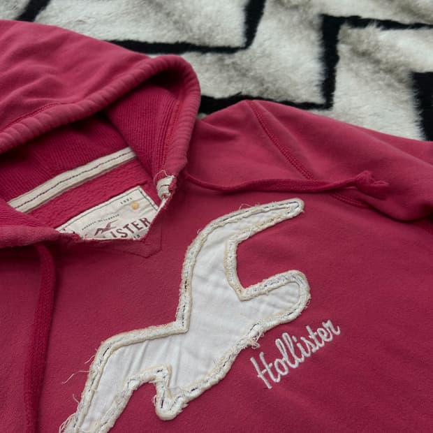 [M]홀리스터 로고 스펠아웃 후드/핑크/기모