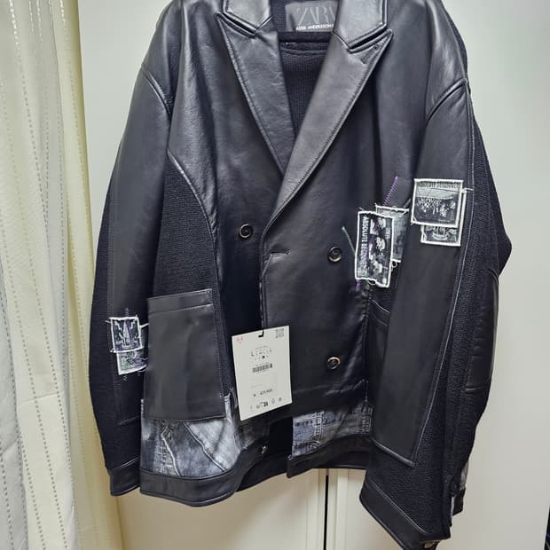 새상품 자라 앤더슨벨 콜라보 니트 가죽 자켓