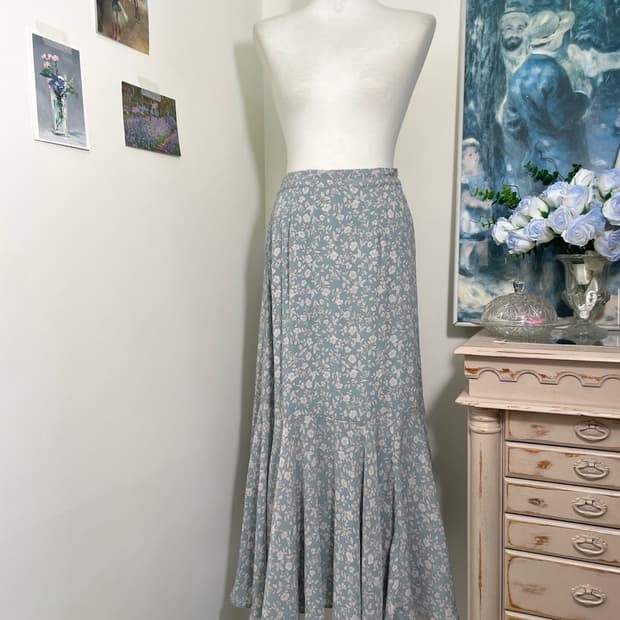 EARTH mint gray flower flare banding lon