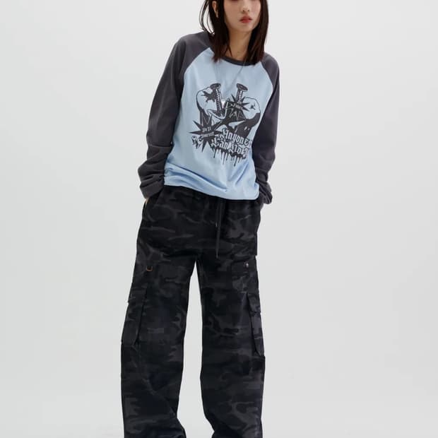 러닝하이 립스탑 밴딩 카고 팬츠 블랙 카모 s