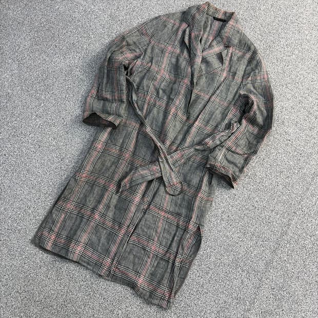 42 시슬리 여성 체크 롱 자켓 가디건 0413J