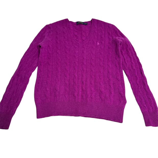 폴로 랄프로렌 브이넥 케이블 니트 M