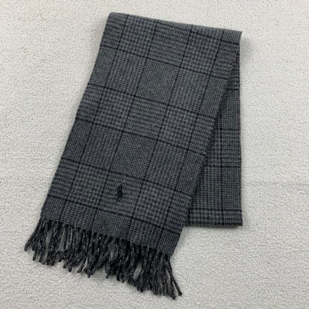 폴로 랄프로렌 포니로고 글렌체크 투페이스 울캐시미어 머플러