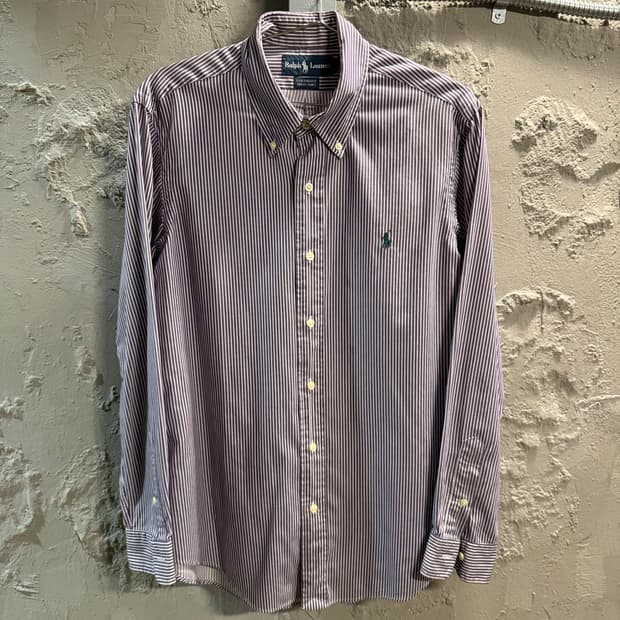 폴로 랄프로렌 POLO 커스텀핏 드레스 셔츠 퍼플 스트라이프 L