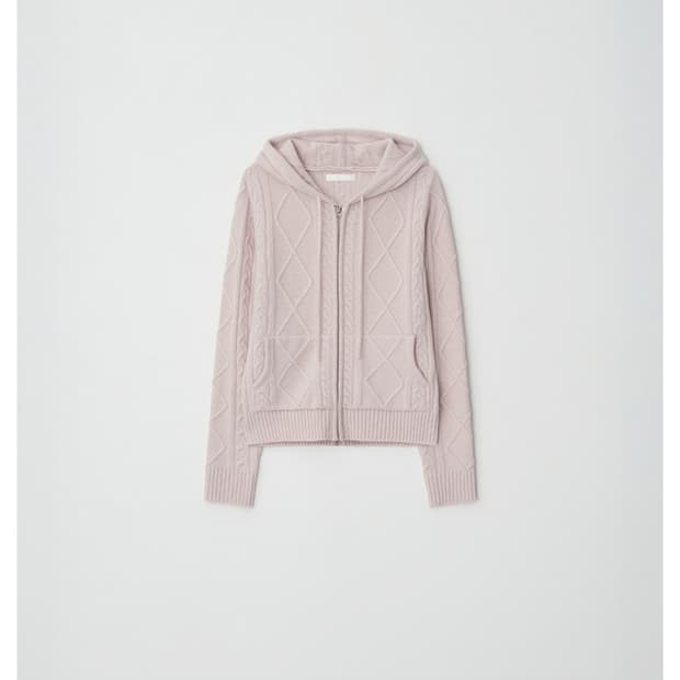 leeds 리즈 블러쉬 케이블니트 집업 핑크