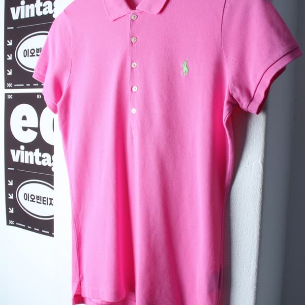W(L-XL) 폴로 랄프로렌 반팔 카라 티셔츠 슬림핏 핑크-H34669