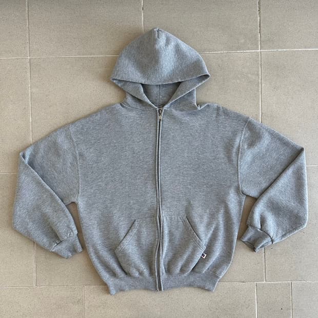 90s 빈티지 러셀 후드집업 그레이 L