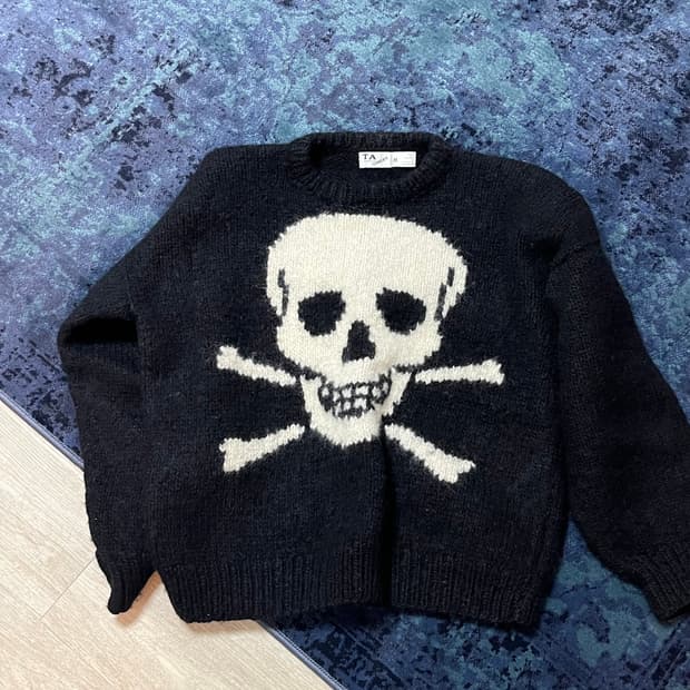 빈티지 헤비울 해골 니트