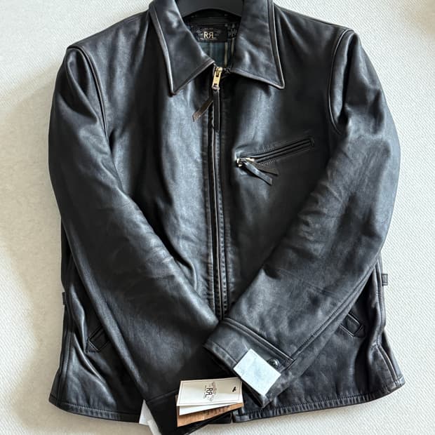 [M] RRL 뉴스보이 레더 자켓 블랙 오버 브라운