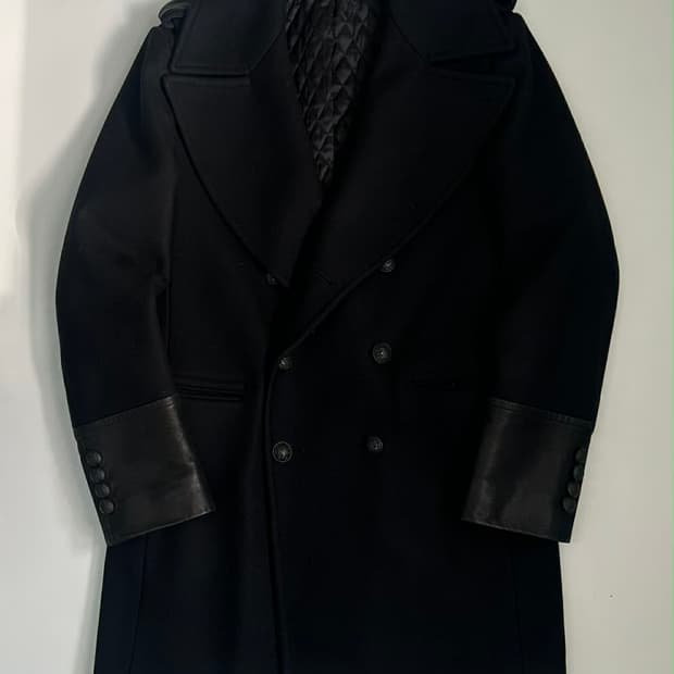 [100] 솔리드옴므 울 캐시미어 염소 가죽 더블 코트