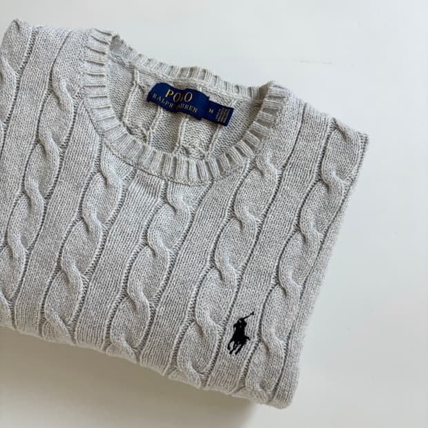 Polo 폴로 랄프로렌 신형 라이트그레이컬러 코튼 케이블 니트