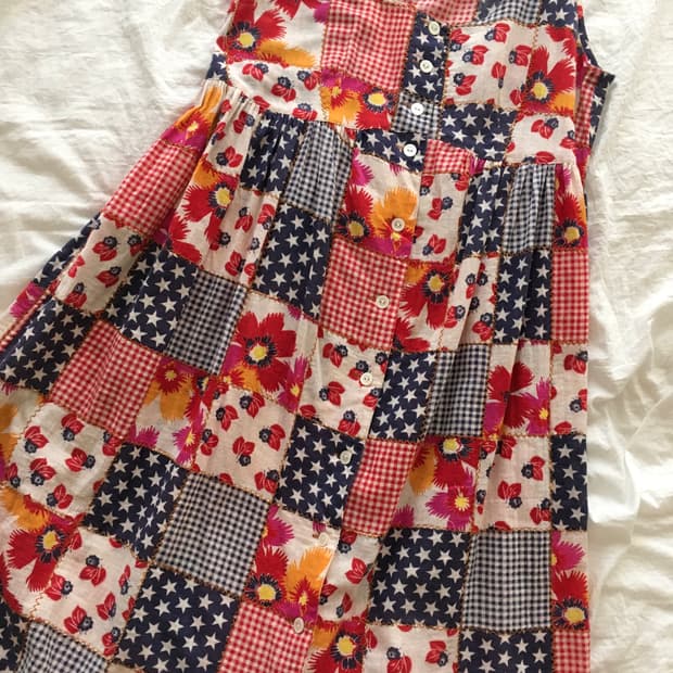 히스테릭 글래머 패치워크 미디 원피스 빈티지