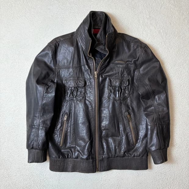 슈퍼드라이 13ss 유틸리티 소가죽 항공 자켓 PN6644