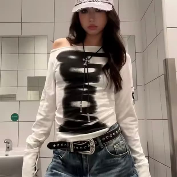 빈티지 오프숄더 롱슬리브