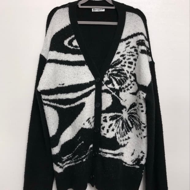 네스티팬시클럽 Depict Knit Cardigan 블랙