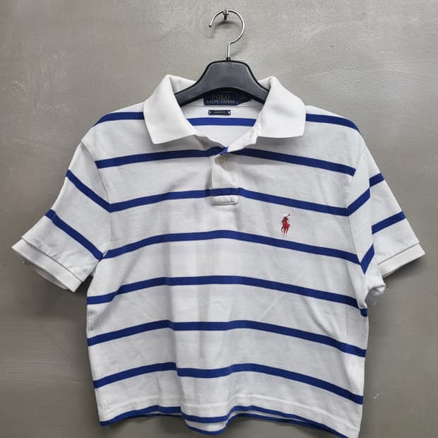 폴로 랄프로렌 크롭 스트라이프 반팔 카라티s
