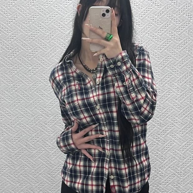 디키즈 빈티지 캐주얼 컨트리 체크 셔츠 L C08321