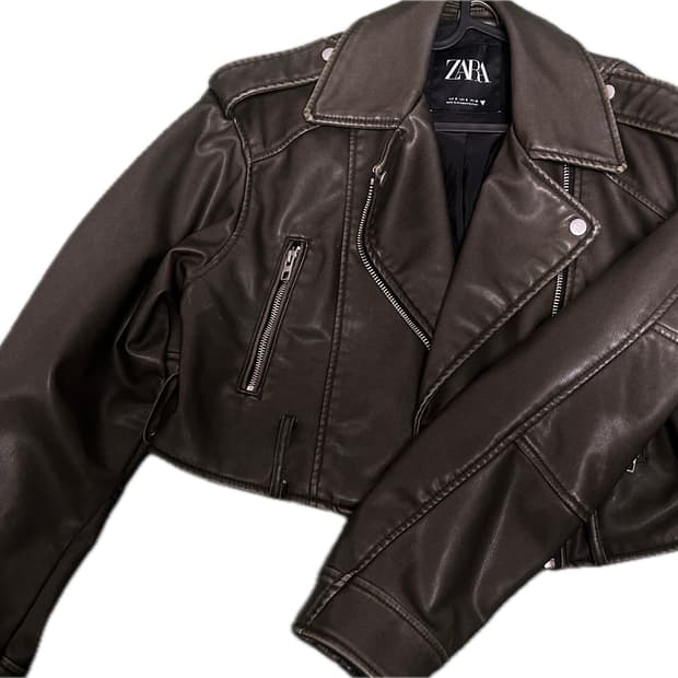자라 가죽자켓 레더자켓 빈티지브라운 s