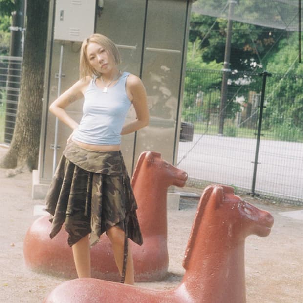 카모 레이어드 플레어 스커트