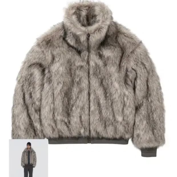 웰빙익스프레스 퍼 자켓 그레이 S