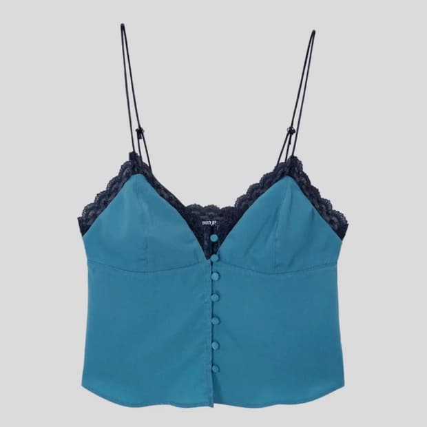 애즈이프캘리 레이스 탑 블라우스 블루 구해요