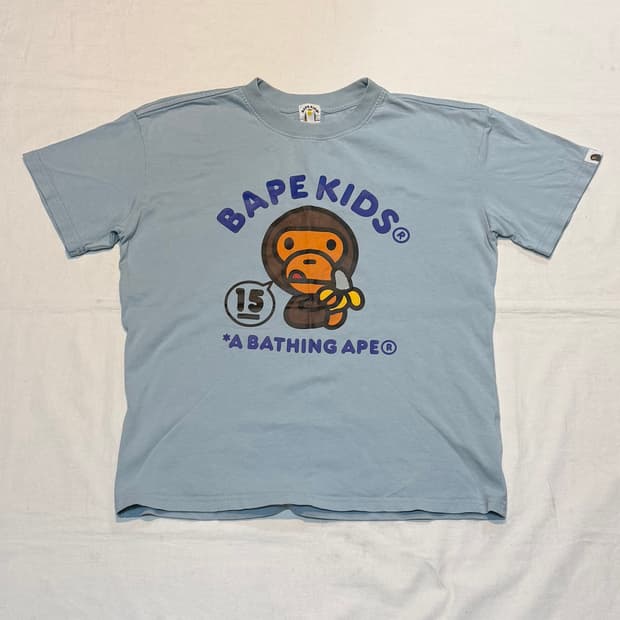 희귀) 베이프 키즈 베이비 마일로 티셔츠 스카이블루