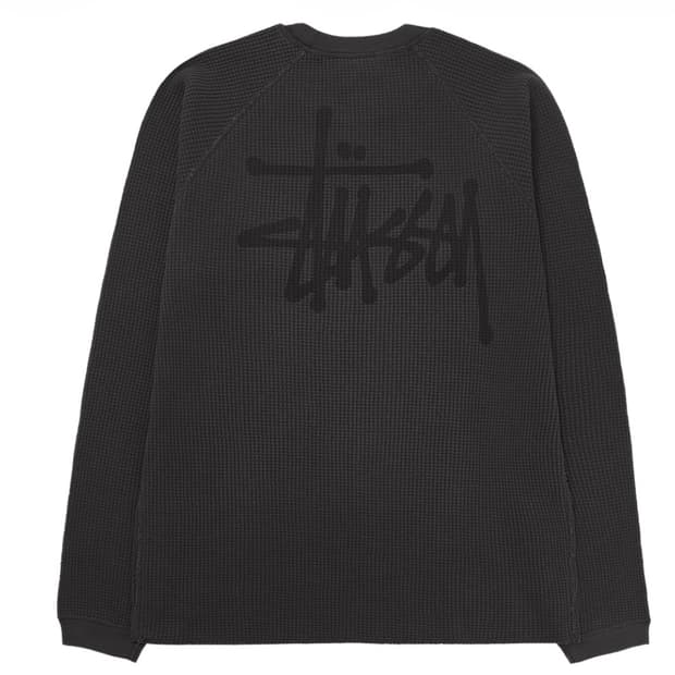 스투시 래글런 써멀 롱슬리브 크루 워시드 블랙